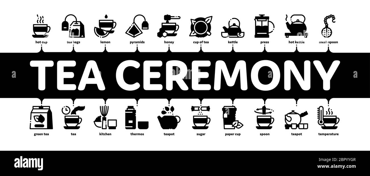 Tea Ceremony Tradition Minimal Infographic Banner Vector Stock Vector