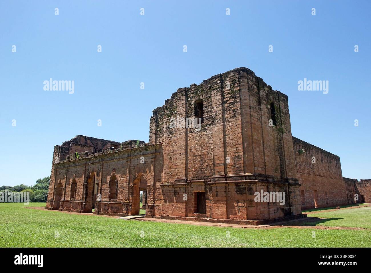 Ruins of Jesus de Tavarangue located in Itapua, Paraguay. It was a Jesuit Reduction designated UN World Heritage Site in 1993 Stock Photo