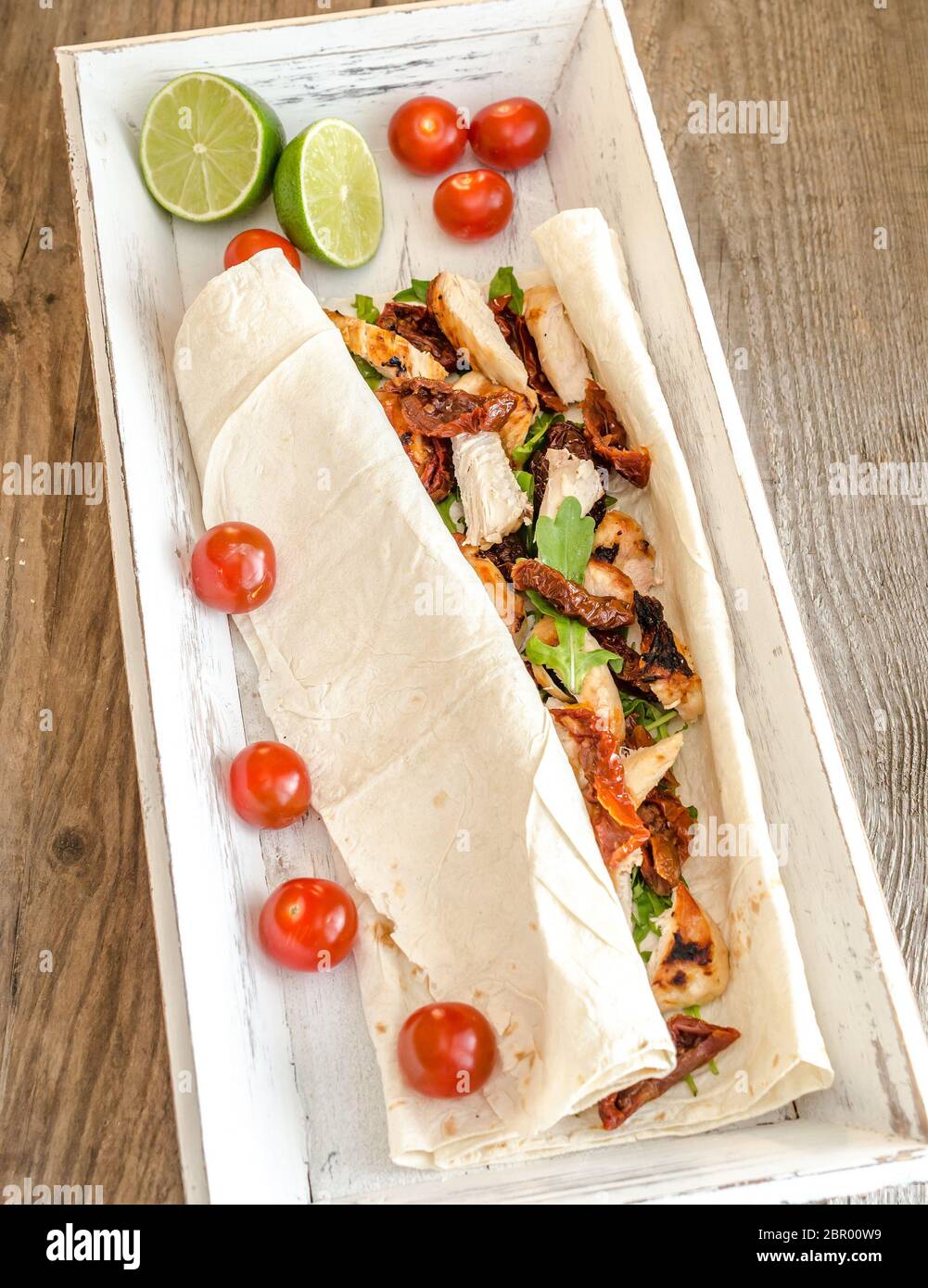 Tortilla with grilled chicken Stock Photo Alamy