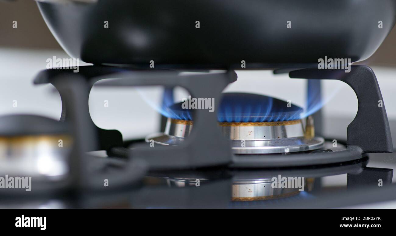 Stove top burner igniting Stock Photo Alamy
