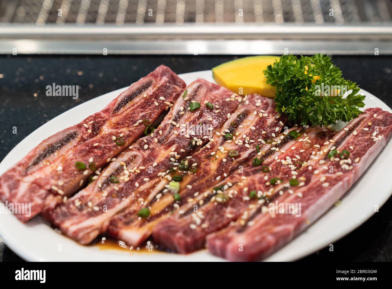 Yakiniku Ribs Raw premium wagyu beef rib for japanese yakiniku Stock Photo - Alamy