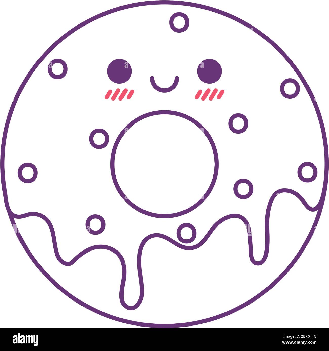 donut cartoon line style icon design, Kawaii food cute expression ...