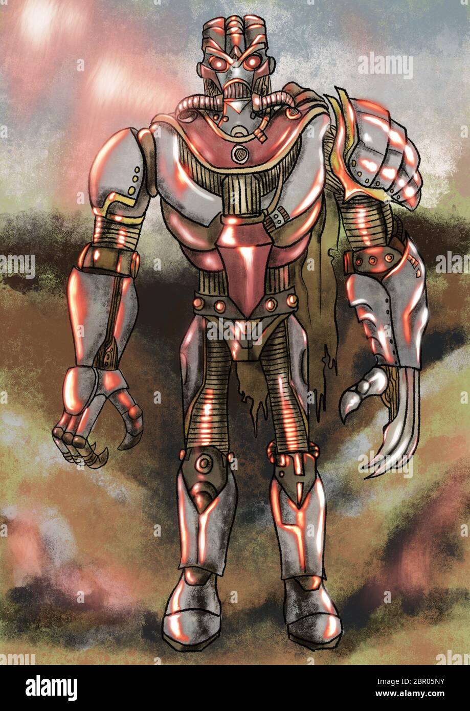 metal robot monster illustration Stock Photo - Alamy