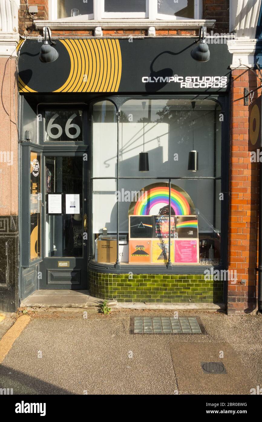 Shopfront of Olympic Studios records in Barnes, London, SW13, UK Stock Photo