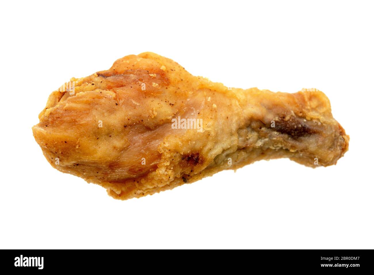 Original recipe fried chicken drumstick, isolated on white background. Stock Photo