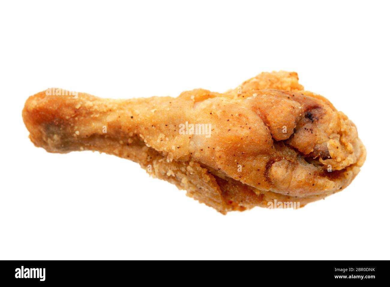 Original recipe fried chicken drumstick, isolated on white background. Stock Photo
