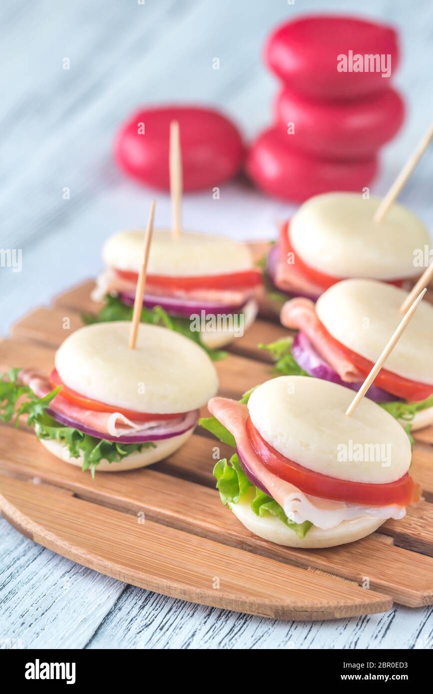 Mini cheese and prosciutto sandwiches Stock Photo Alamy