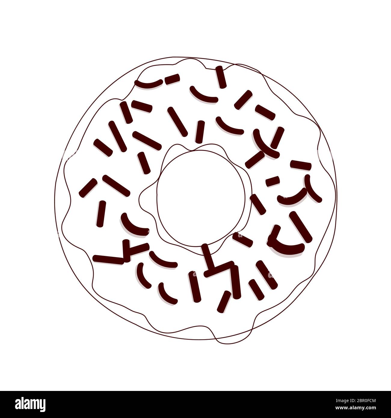 Vector illustration of a donut in line design brown color isolated on a ...
