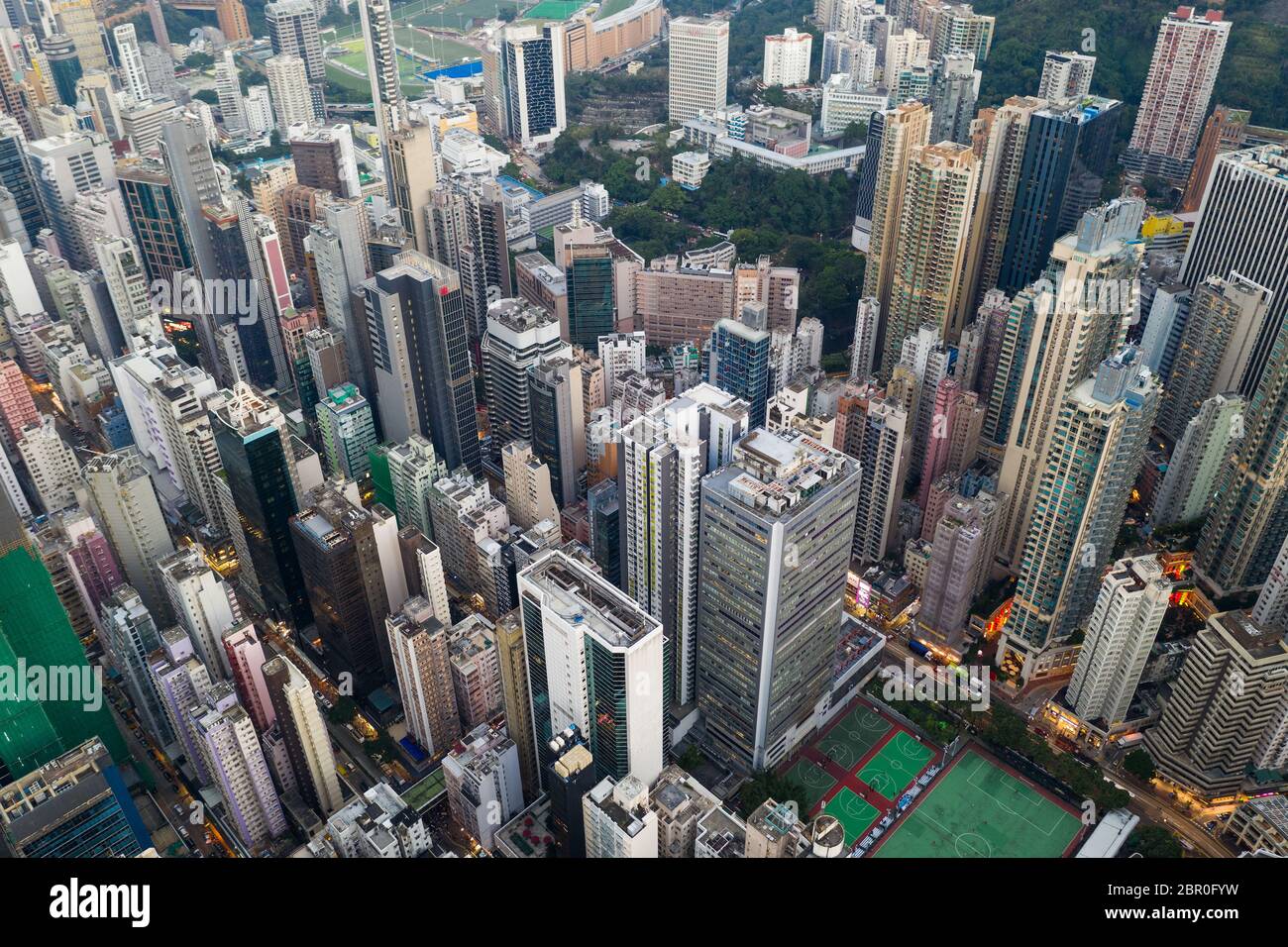 Aerial view over the central district in hong kong hi-res stock ...