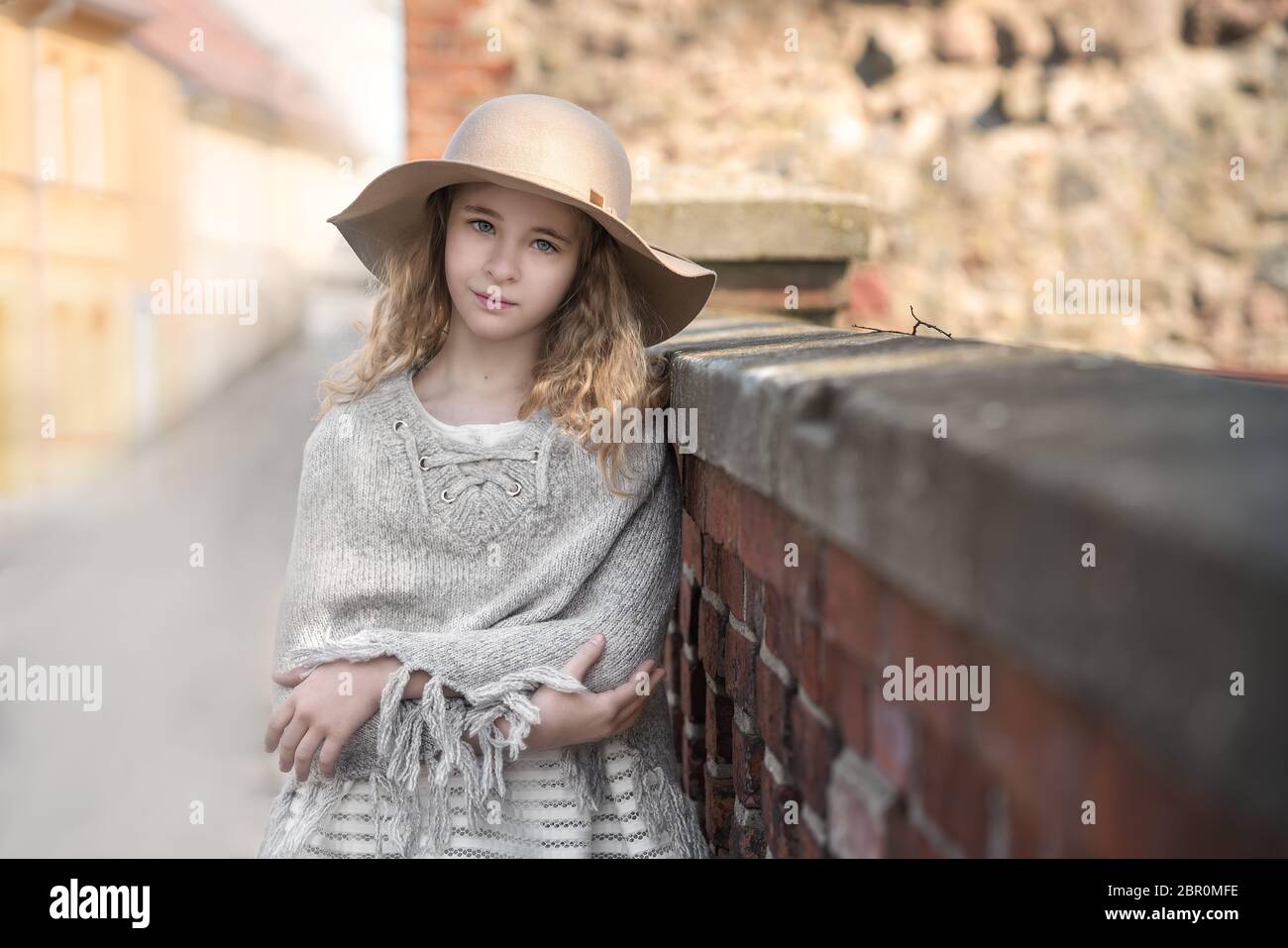 Portrait of a beautiful girl in a hat Stock Photo - Alamy