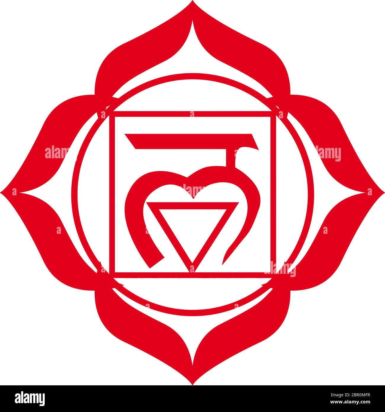 red muladhara chakra root mandala spiritual sacred illustration shape Stock Photo