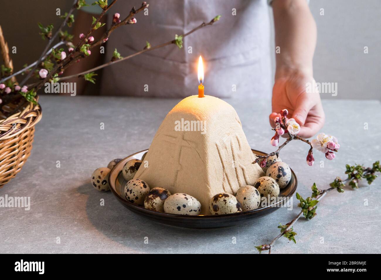 Paskha And Kulich Traditional Orthodox Easter Quark Dessert Curd Easter Background 