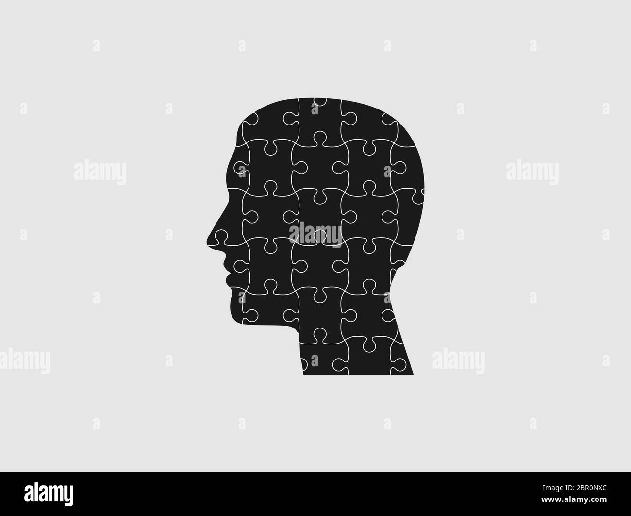 Human head, puzzle icon. Vector illustration, flat design. Stock Vector