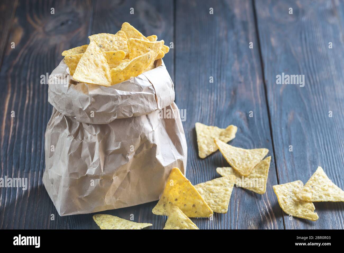 Nachos in the paper bag Stock Photo