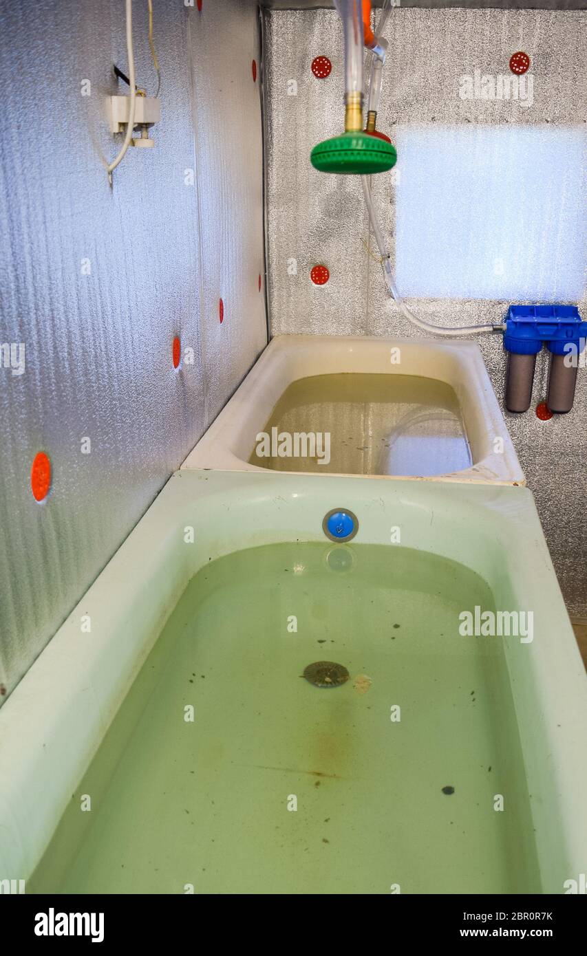 A room for growing fish fry. Bath for the fry. A fishnursery Stock