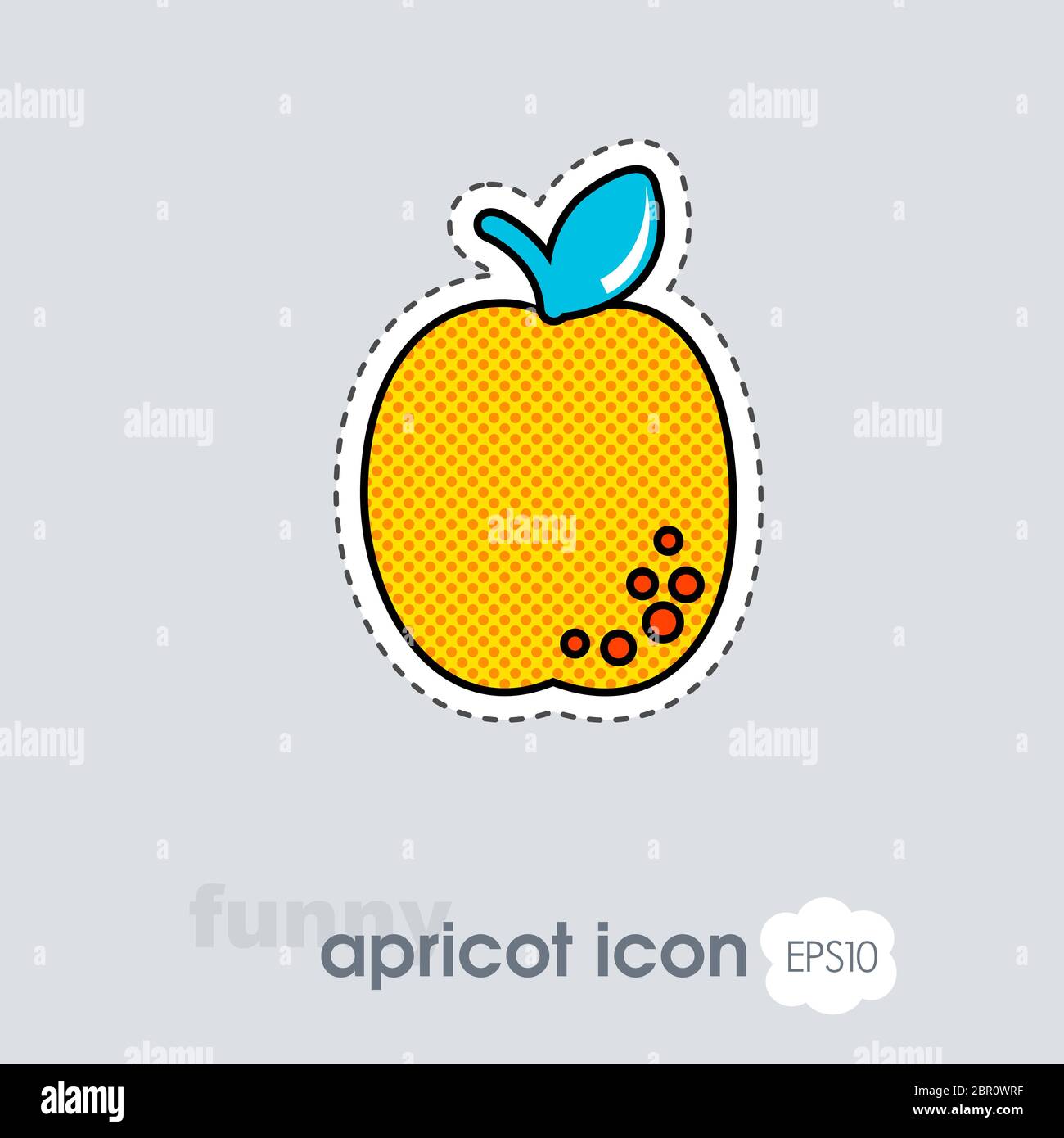 Apricot, Peach with leaf icon. Apricot fruit sign. Vector illustration
