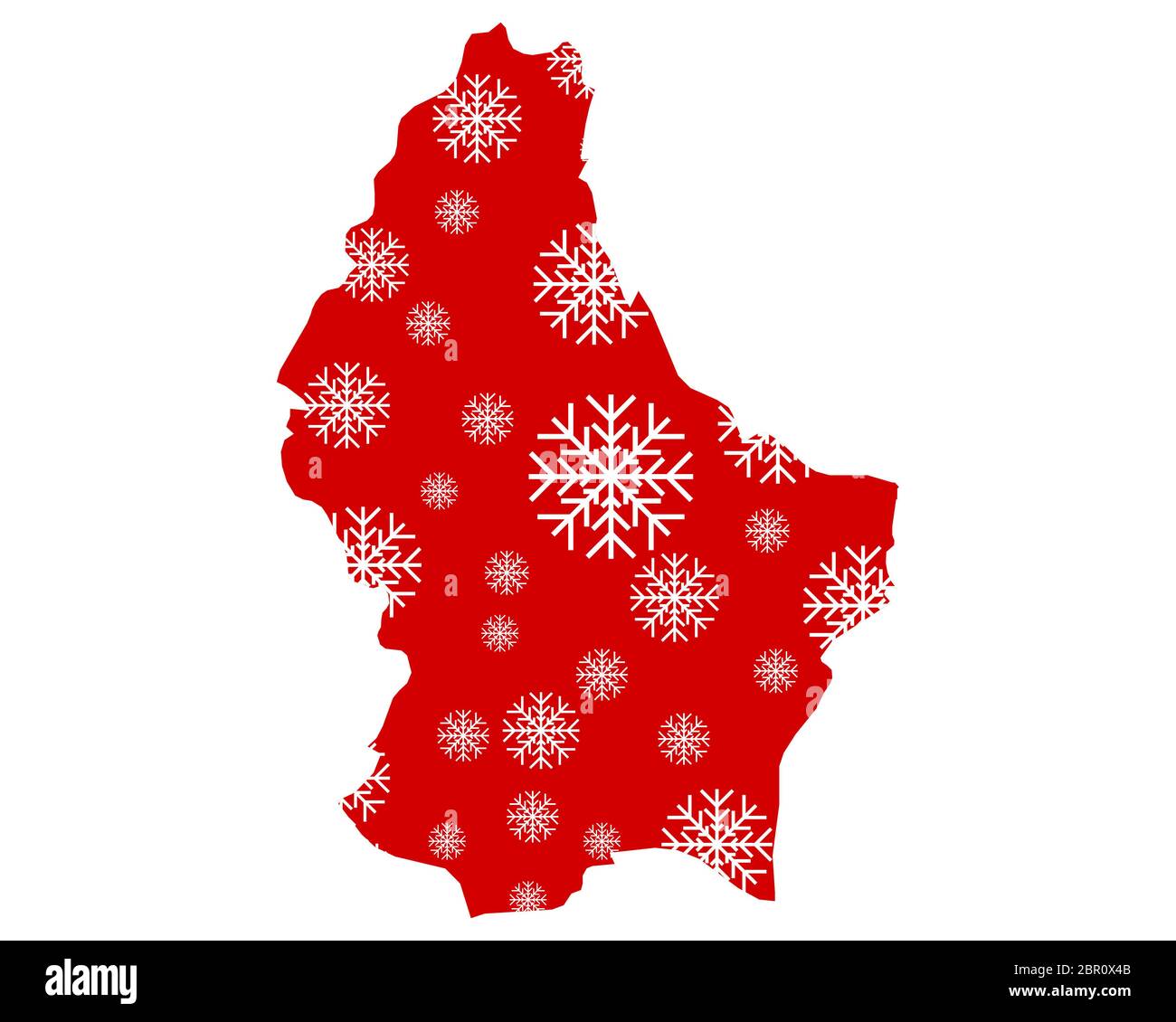 Map of Luxembourg with snowflakes Stock Photo