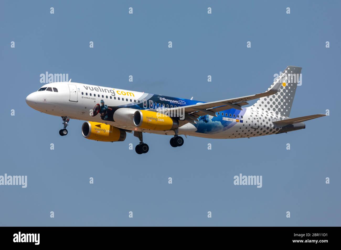 Vueling Airlines Airbus A320-232 (Reg: EC-MYC) in special Disney color  scheme arriving from Barcelona, Spain Stock Photo - Alamy