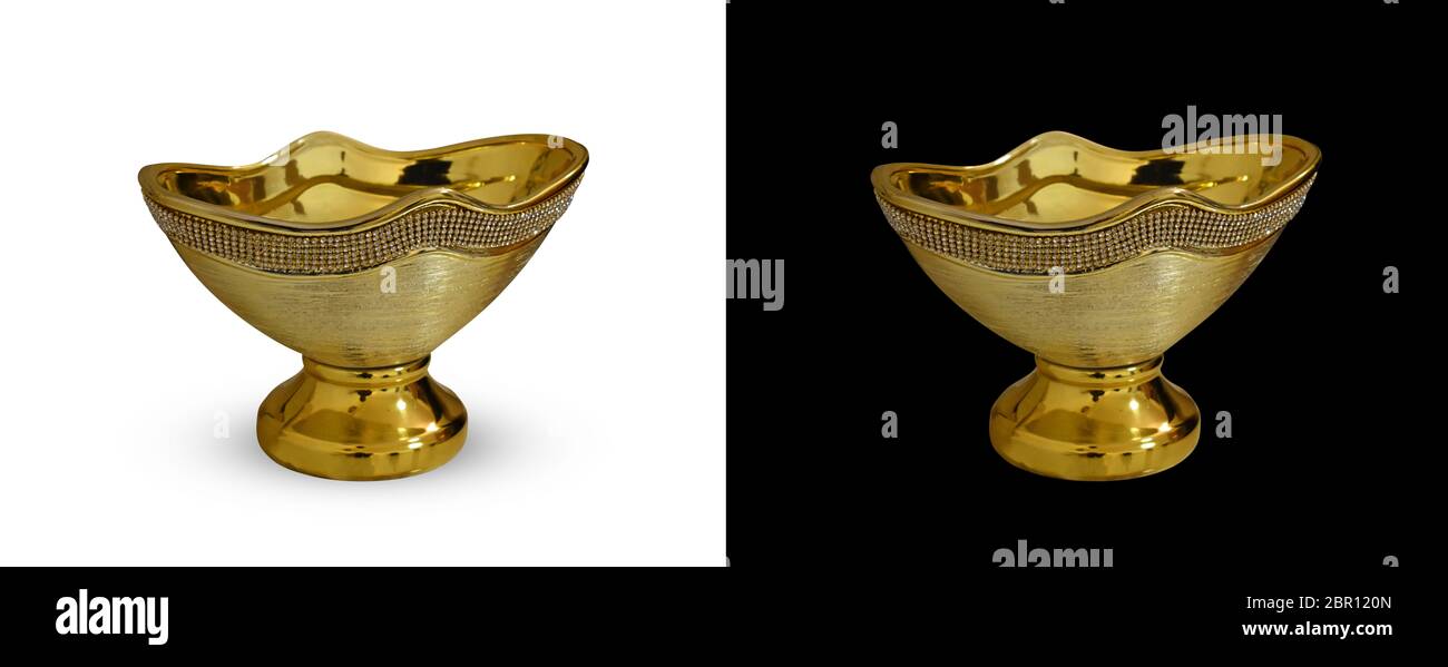 Gold Plated Decorative Bowl - Home Decor Item - Isolated Stock Photo