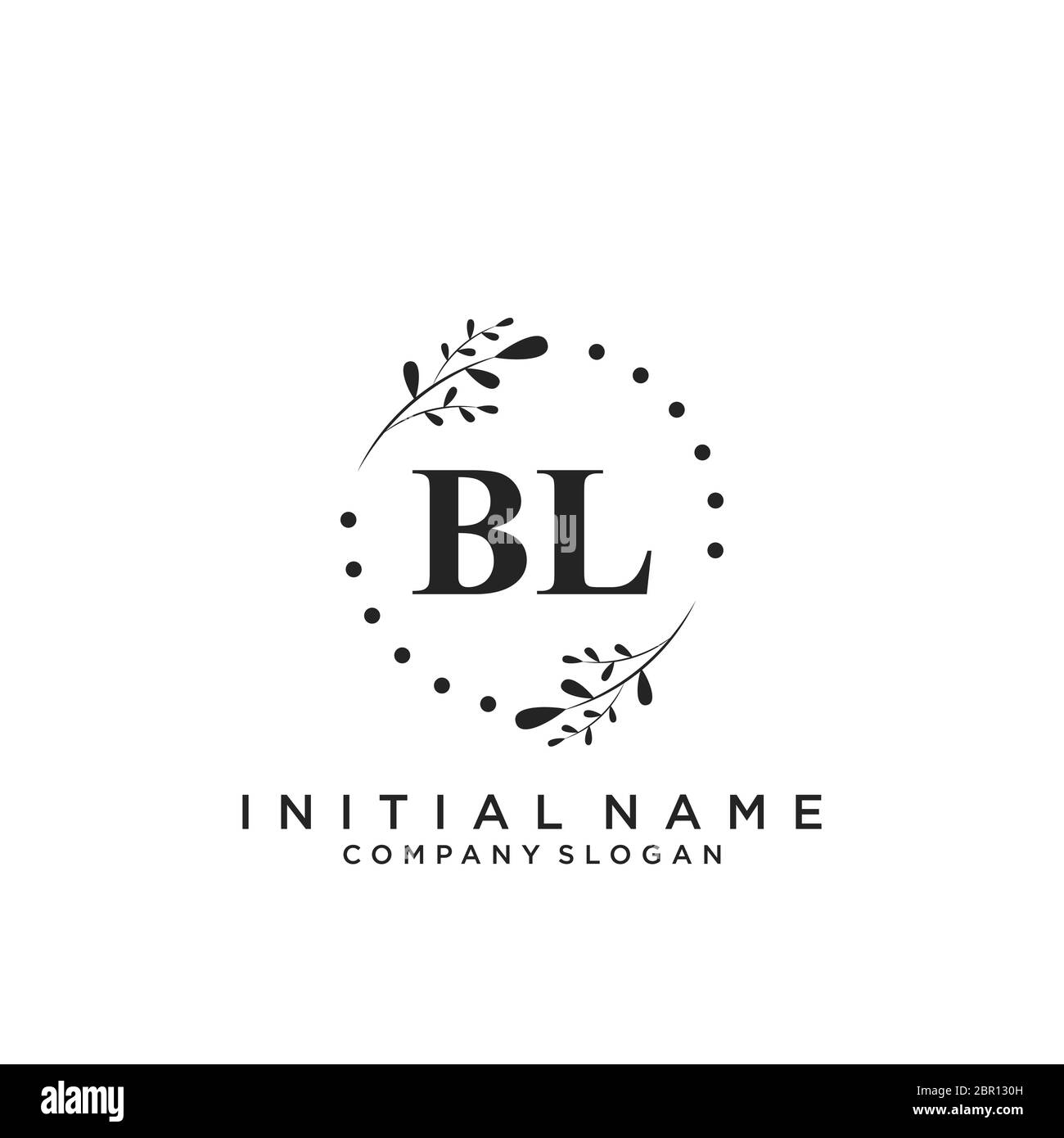 Bl Monogram Logo Calligraphic Alphabet Initials Rose Gold Color