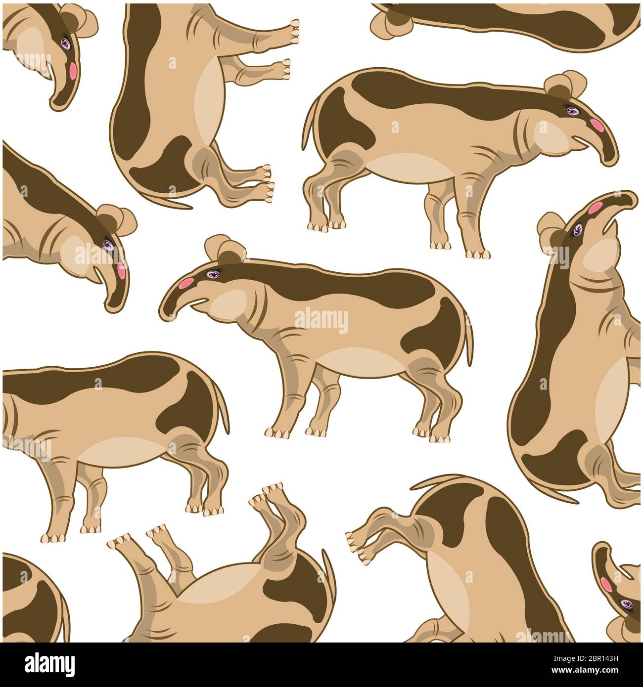 Tapir Pattern Vector illustration of the decorative pattern asiatic animal tapir ...