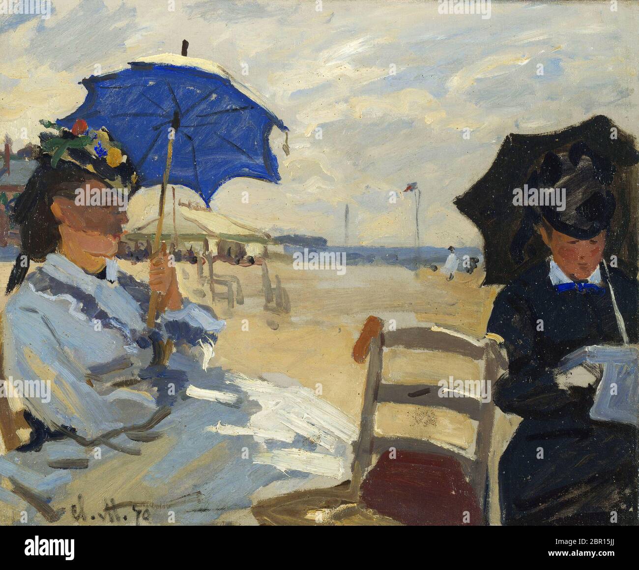 the Trouville Beach by Claude Monet 1870. the London National Gallery Stock Photo