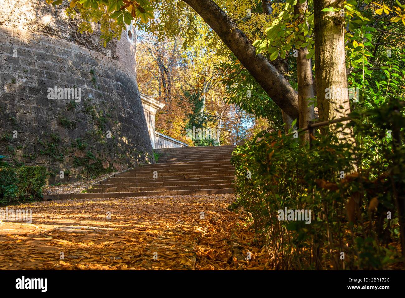 Granada, Spain November 30 2019. Starting point of Cuesta Empedrada