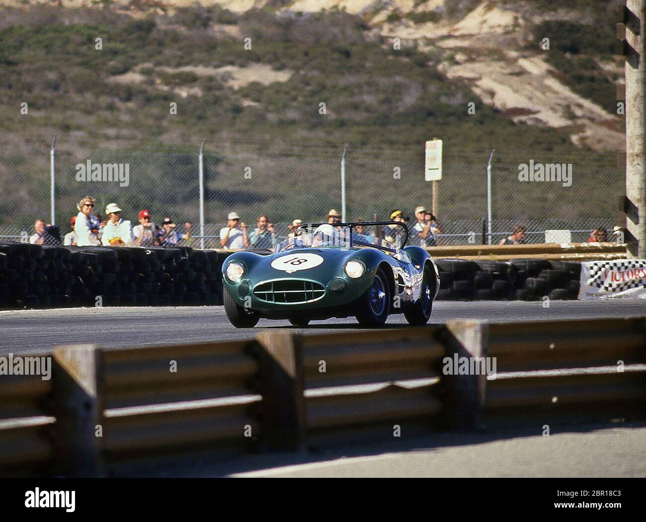 1950's Aston Martin sports racing car at the Monterey Historic Auto races at Laguna Seca race track 1986 Stock Photo
