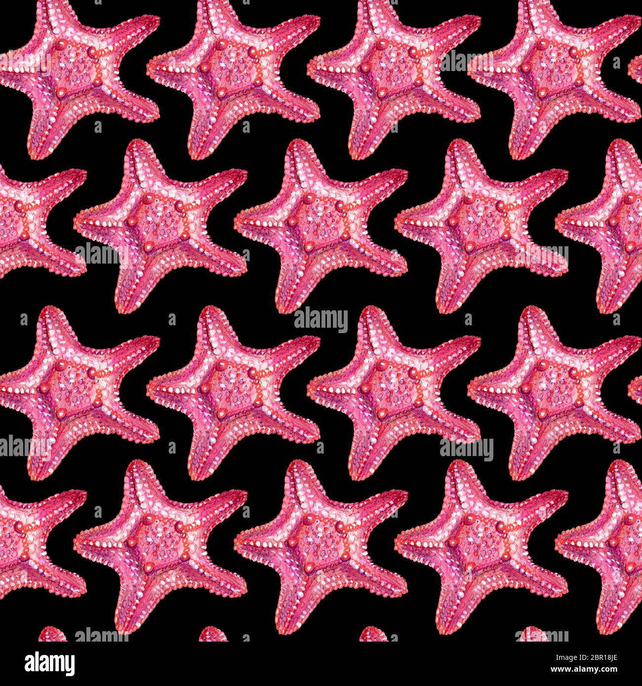 Seamless pattern with starfish. Starfish is drawn by hand with colored ...