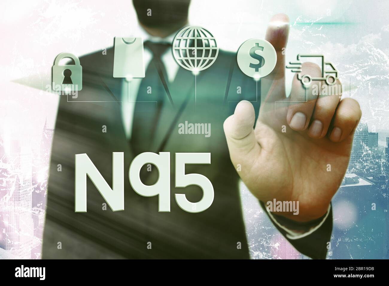 Conceptual hand writing showing N95. Concept meaning an individualal protective equipment that are used to protect the wearer Stock Photo