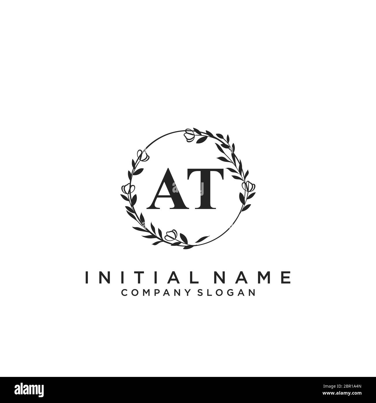 Initial AT beauty monogram and elegant logo design Stock Vector