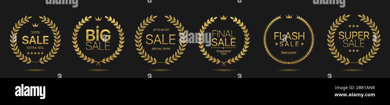 Golden wreath icons Stock Vector