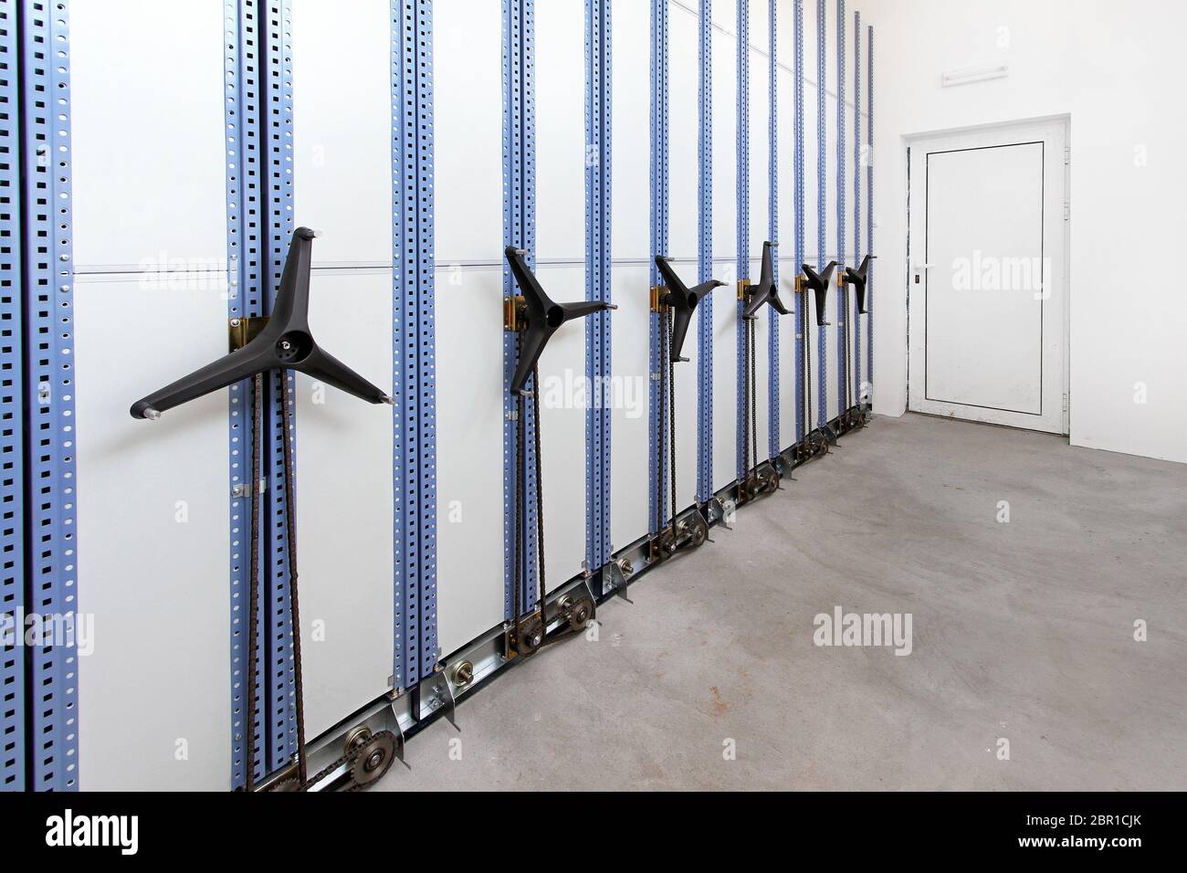 Rolling Hand Crank Storage Shelving Roller Racks Archive Stock Photo