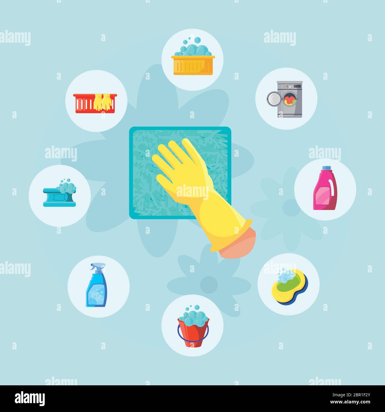 set of icons cleaning on white background vector illustration design ...