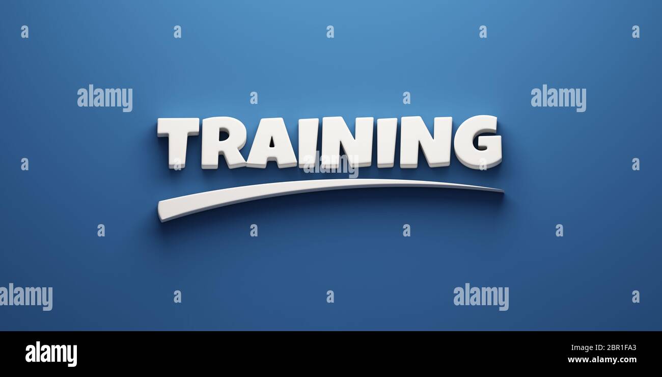 Training word banner concept with mark. 3D Rendering Illustration Stock ...