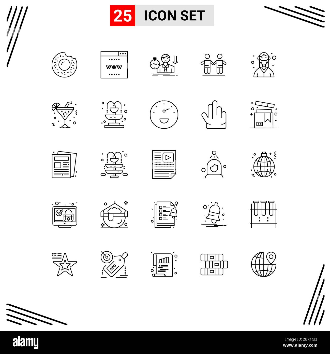 25 Creative Icons Modern Signs and Symbols of female, group, fail, friendship, best Editable Vector Design Elements Stock Vector