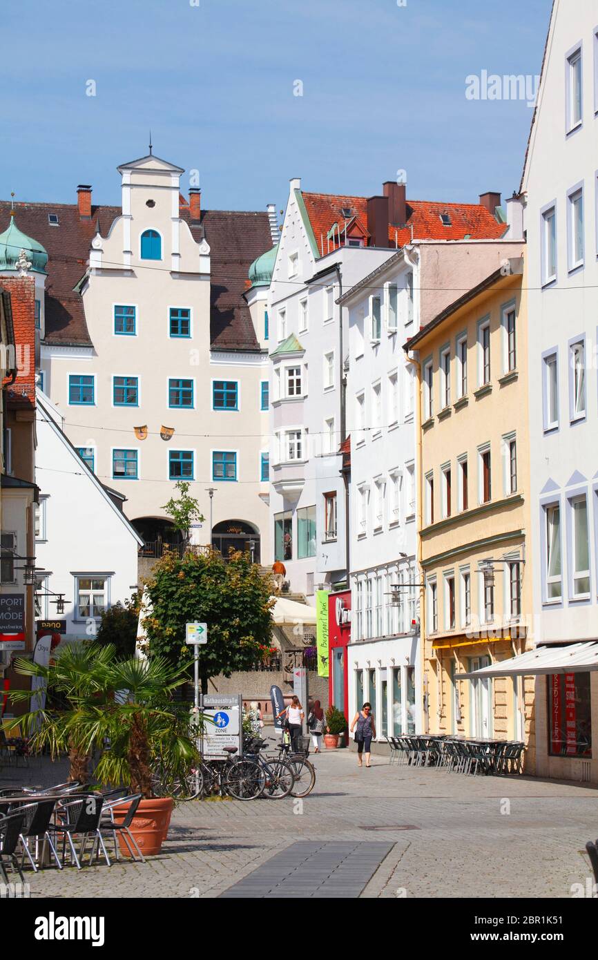 Outdoor stairs, pedestrian zone, Kempten, Allgäu, Upper Swabia, Bavaria, Germany, Europe Stock Photo