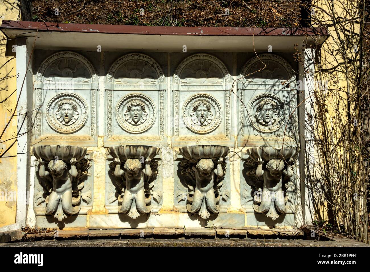 Fountain in Castle of Sisi and Rudolf, Austrian Monarchs in Reichenau, Lower Austria Stock Photo