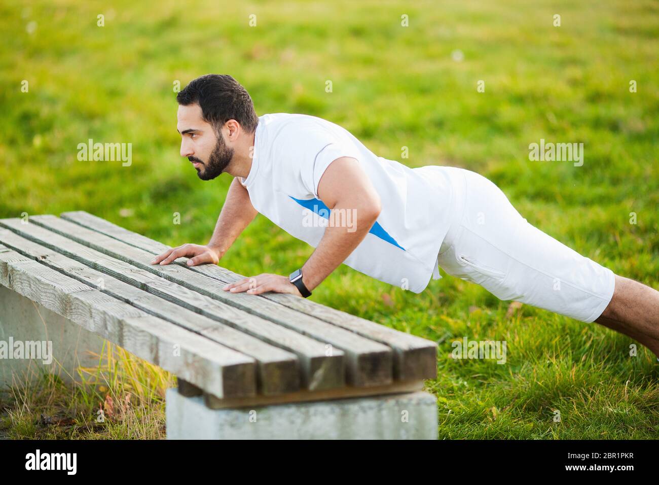 Exercising beach man push ups hi-res stock photography and images - Alamy