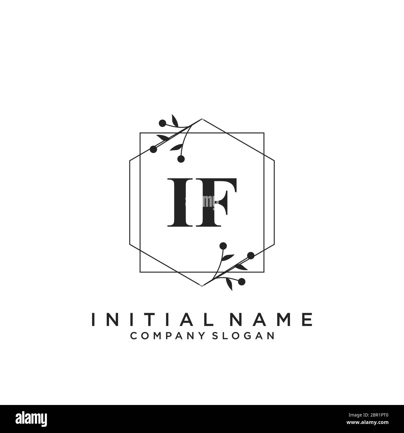 Initial IF beauty monogram and elegant logo design Stock Vector
