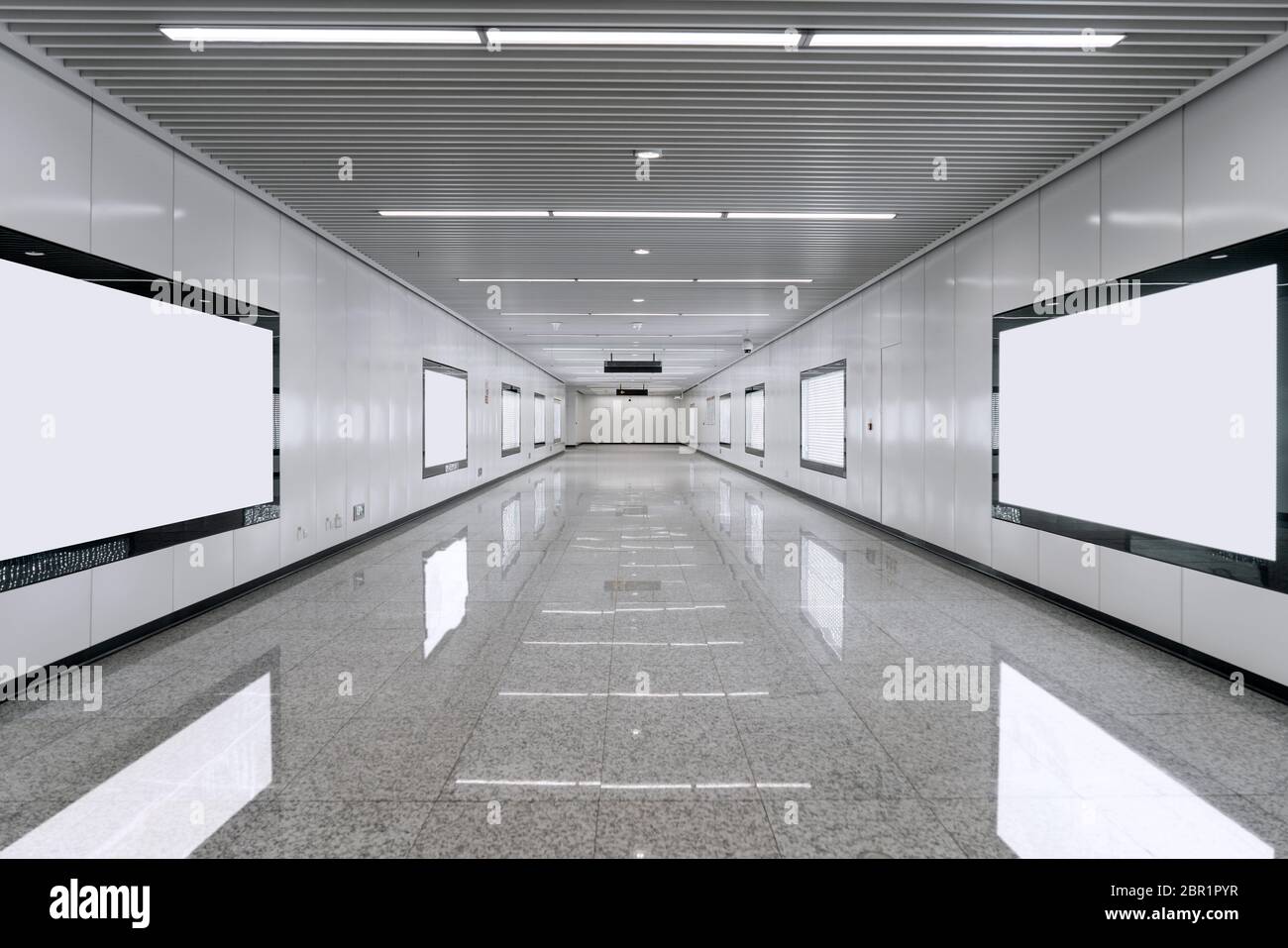 Blank advertisement billboard in the subway. Photo in Suzhou, China. Stock Photo