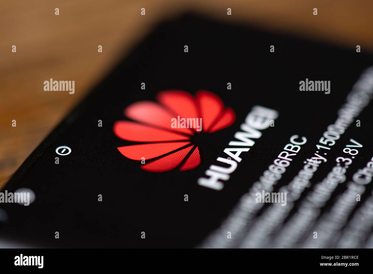 Huawei Logo on battery Stock Photo