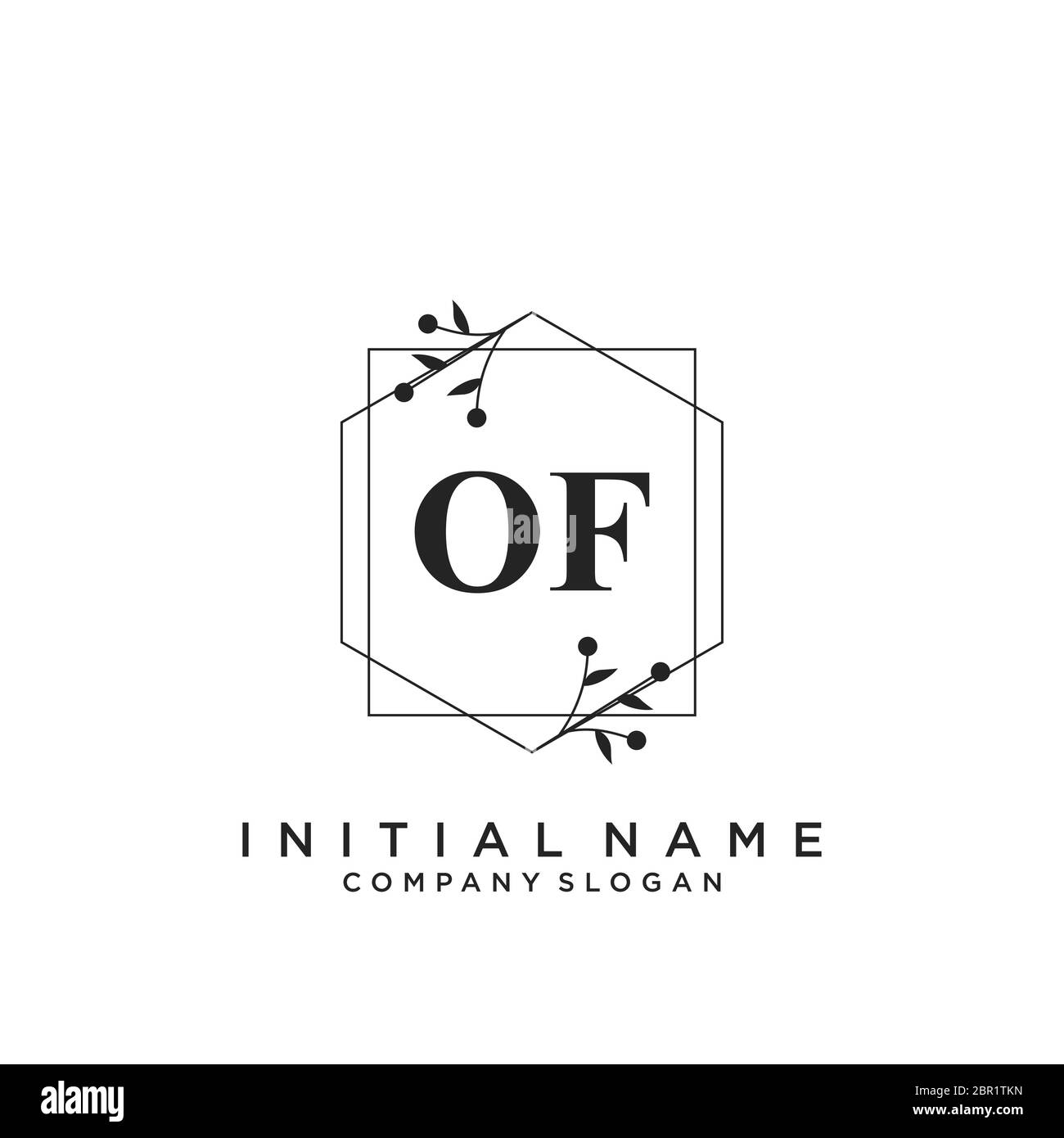 Initial OF beauty monogram and elegant logo design Stock Vector