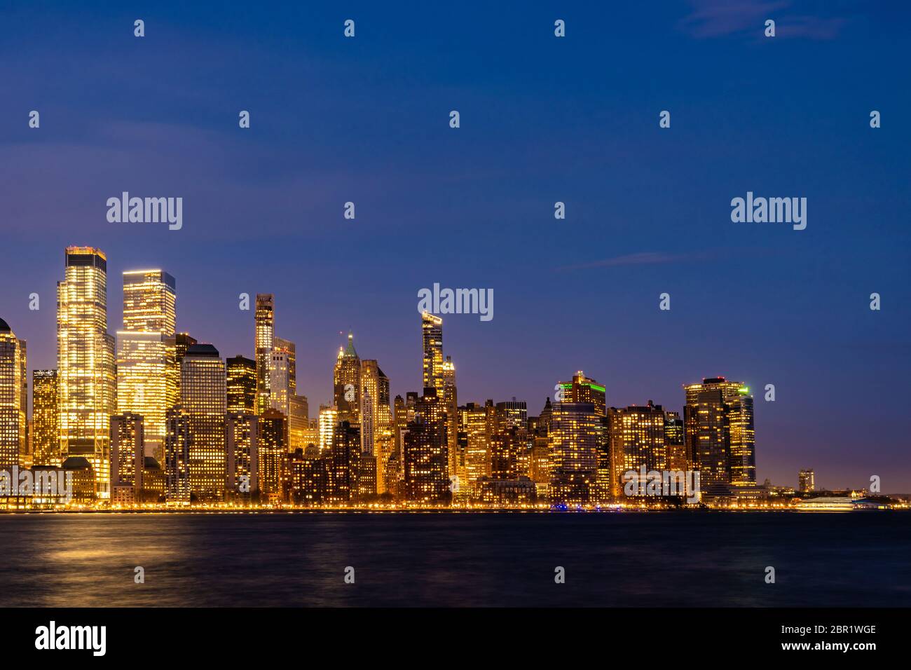 New York city Manhattan skyline cityscape at dusk from New Jersey Stock ...
