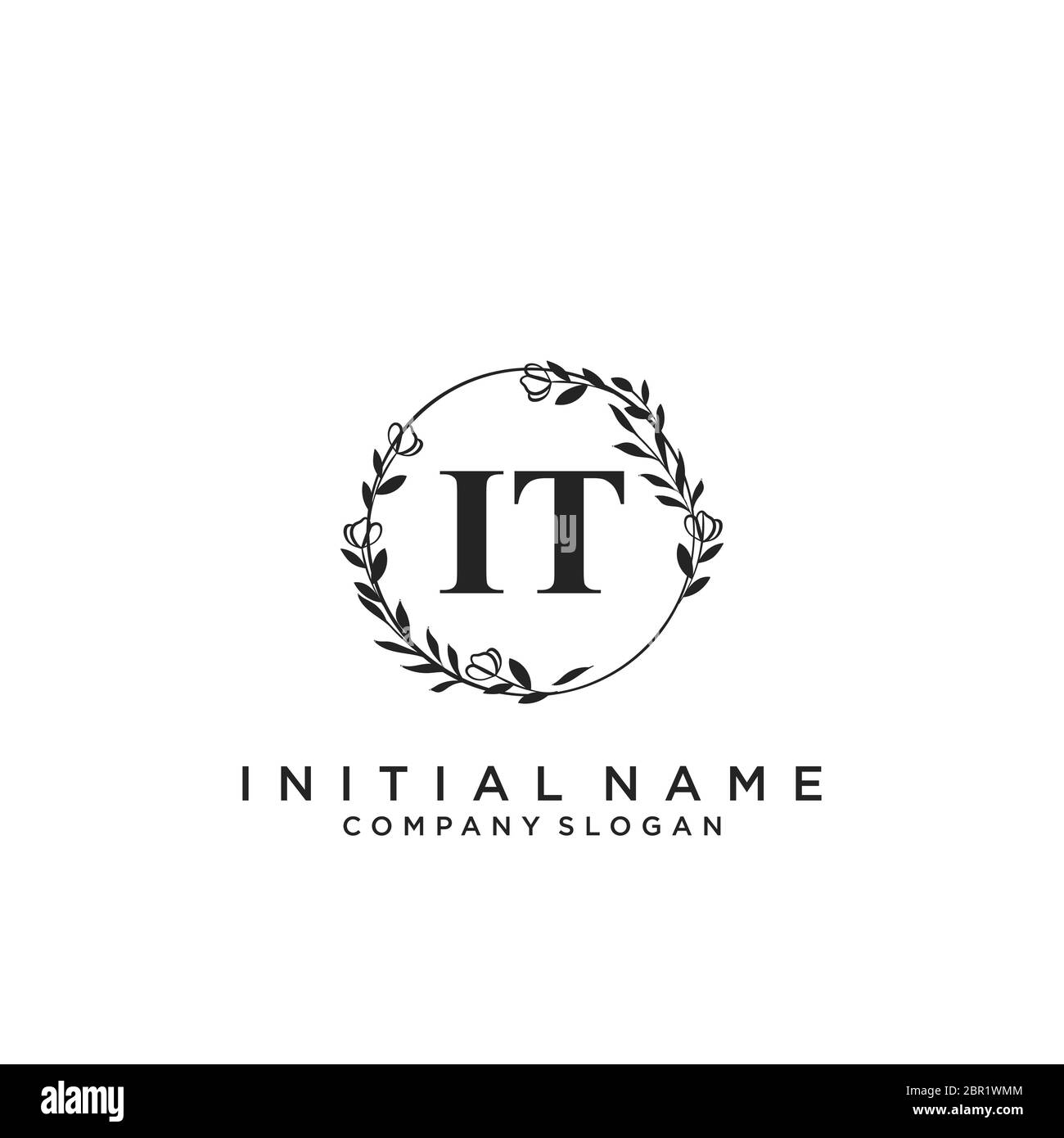 Initial IT beauty monogram and elegant logo design Stock Vector