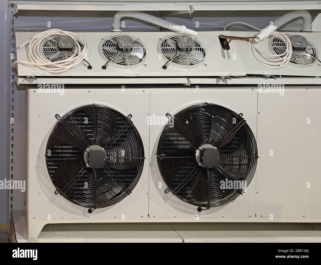 Industrial Fans and Blowers for Big Air Conditioner Unit HVAC Stock Photo