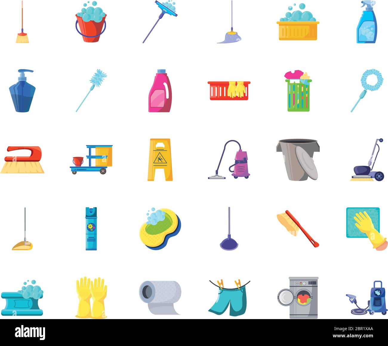 set of icons cleaning on white background vector illustration design ...