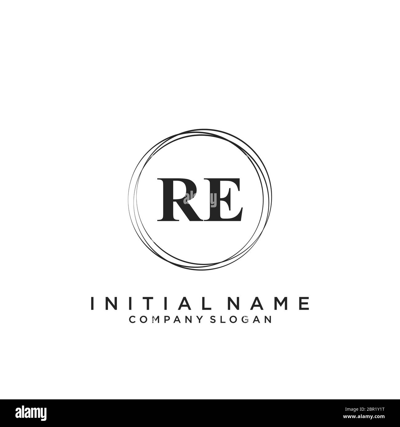 Initial RE beauty monogram and elegant logo design Stock Vector