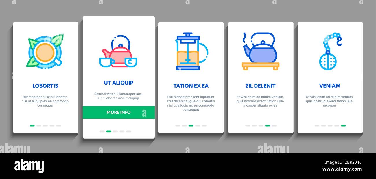 Tea Ceremony Tradition Onboarding Elements Icons Set Vector Stock ...