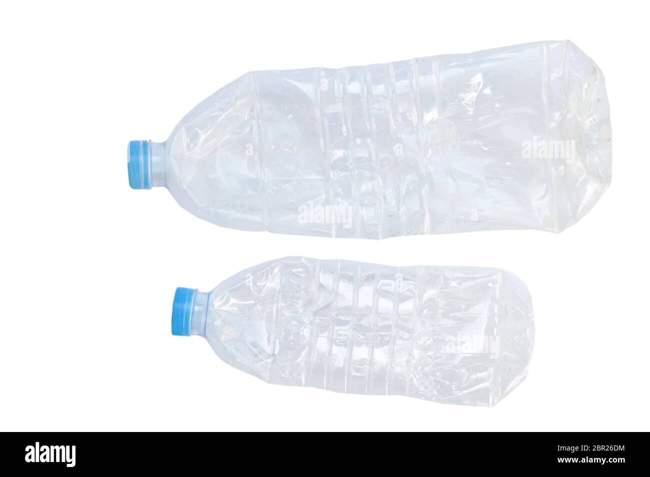 broken plastic water drink bottle on white background Stock Photo